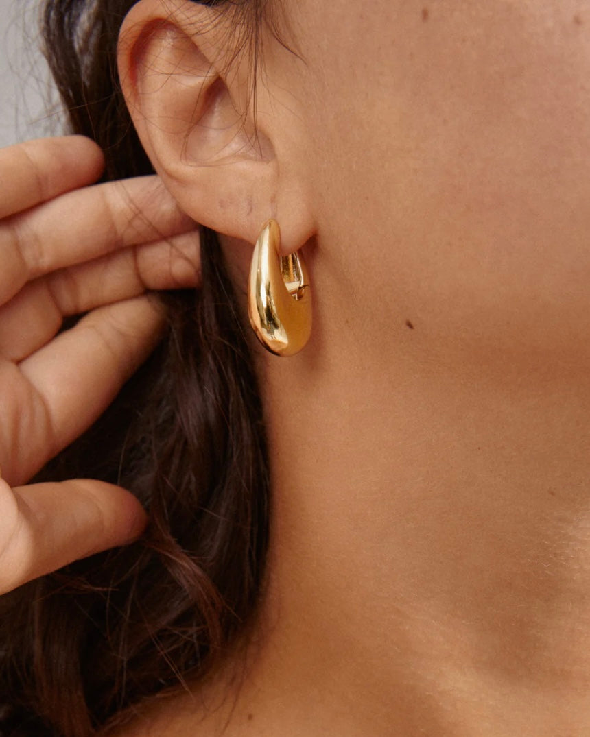 Autumn Chunky Retro Hoop Earrings - Gold Plated