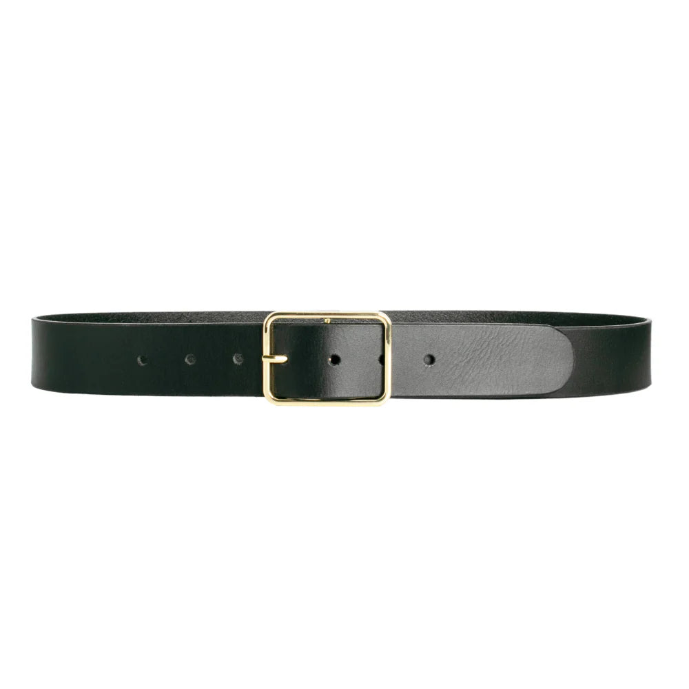 Tess Belt  / Black - Gold Buckle