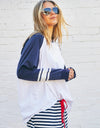 Retro Heart L/L Tee - White/Navy