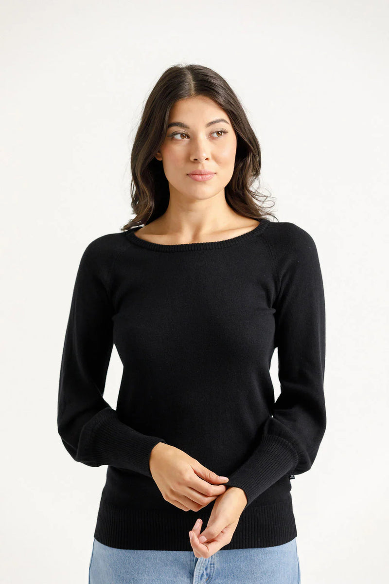 Knitted Grace Crew - Black / 50% Merino