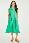 Cara Sleeveless Shirt Dress - Green