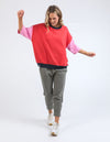 Mazie Colour Block Sweat - Bittersweet/Strawberry Pink