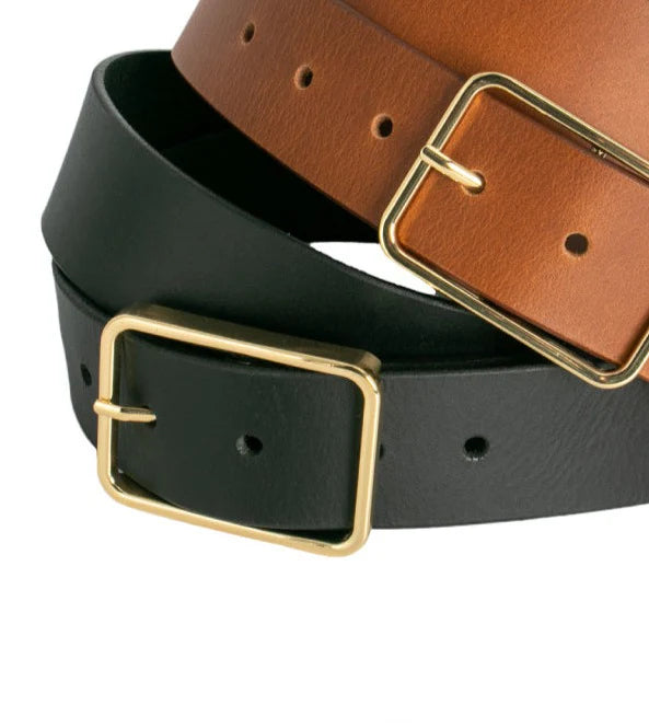 Tess Belt  / Black - Gold Buckle