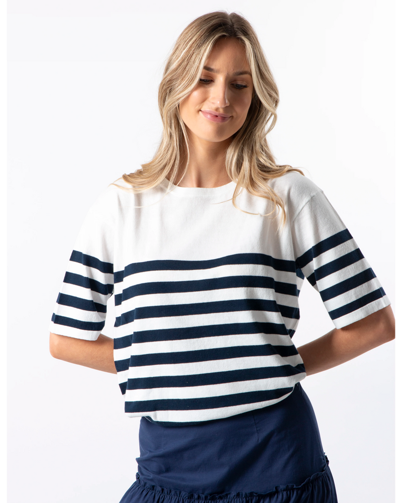 Baldwin Knit Top / Navy White Stripe