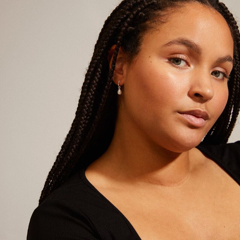 Recycled Pearl Hoop Earrings - Silver Plated