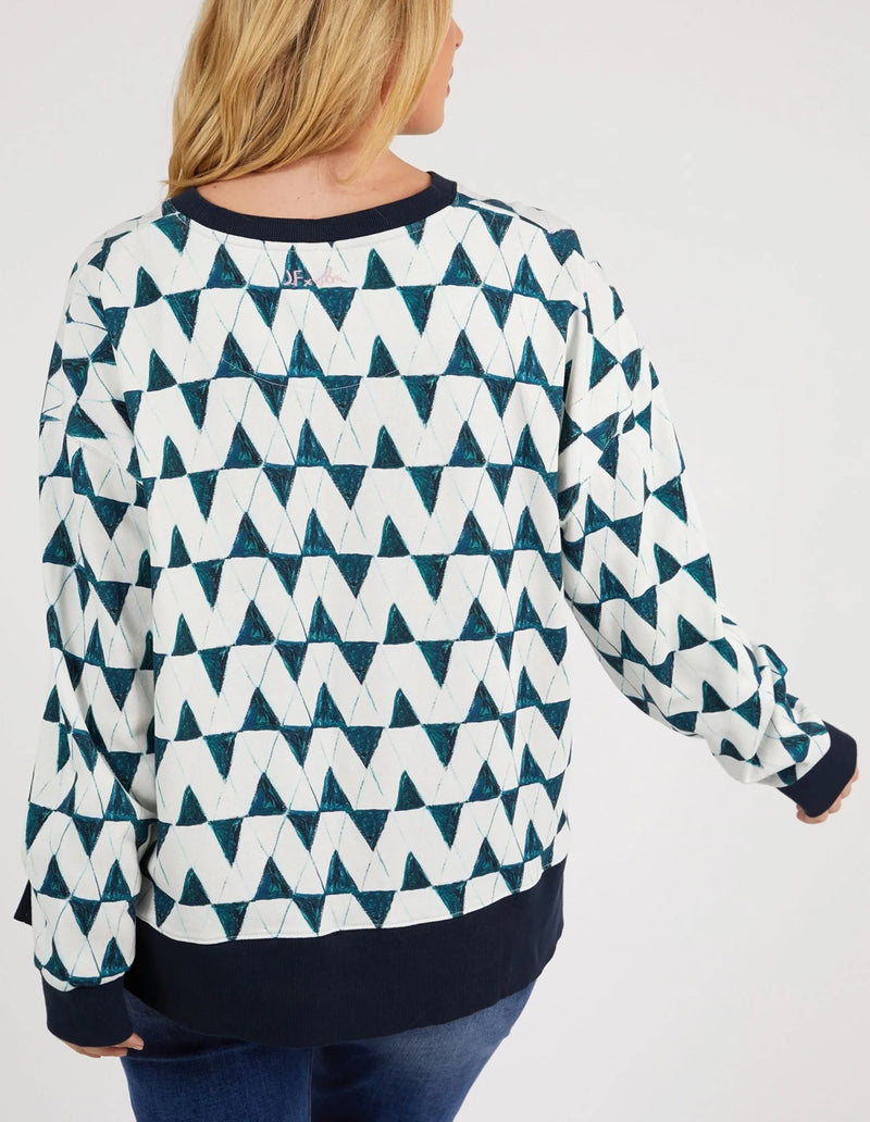 Janey Geo Crew - Navy Geo Print