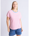 Jarrah Stripe S/S Tee / Geranium Pink & White Stripe / Azure
