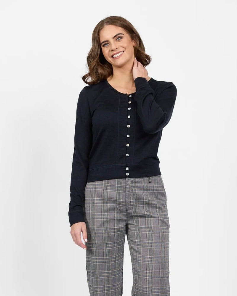 Merino Cropped Cardi - Black