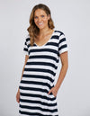 Maeve Midi Dress - Navy & White Stripe