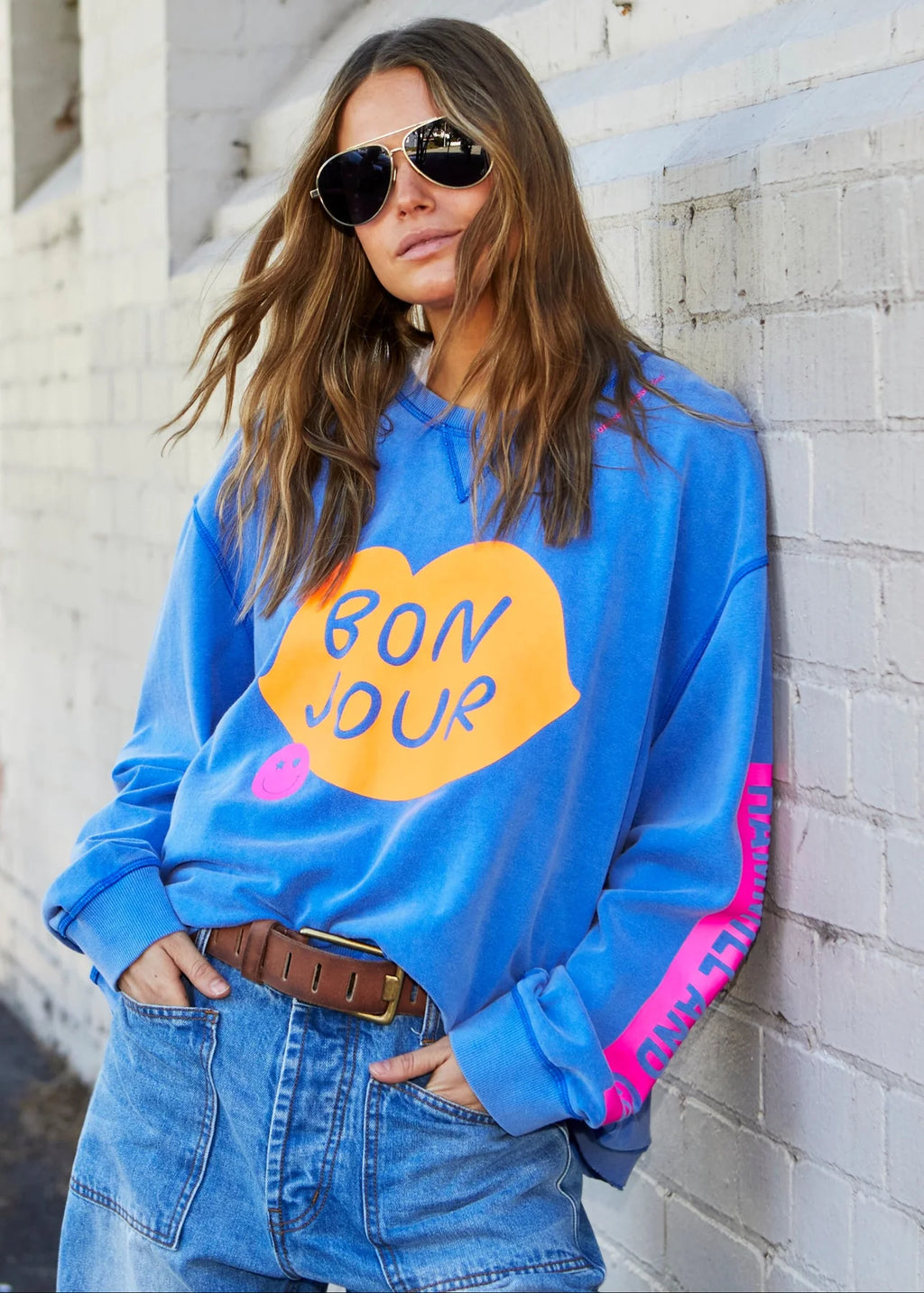 Bonjour Washed Blue Sweat - Royal Blue