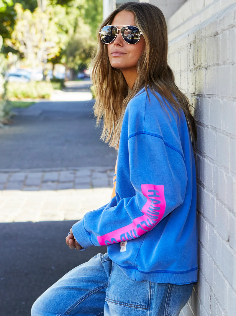 Bonjour Washed Blue Sweat - Royal Blue