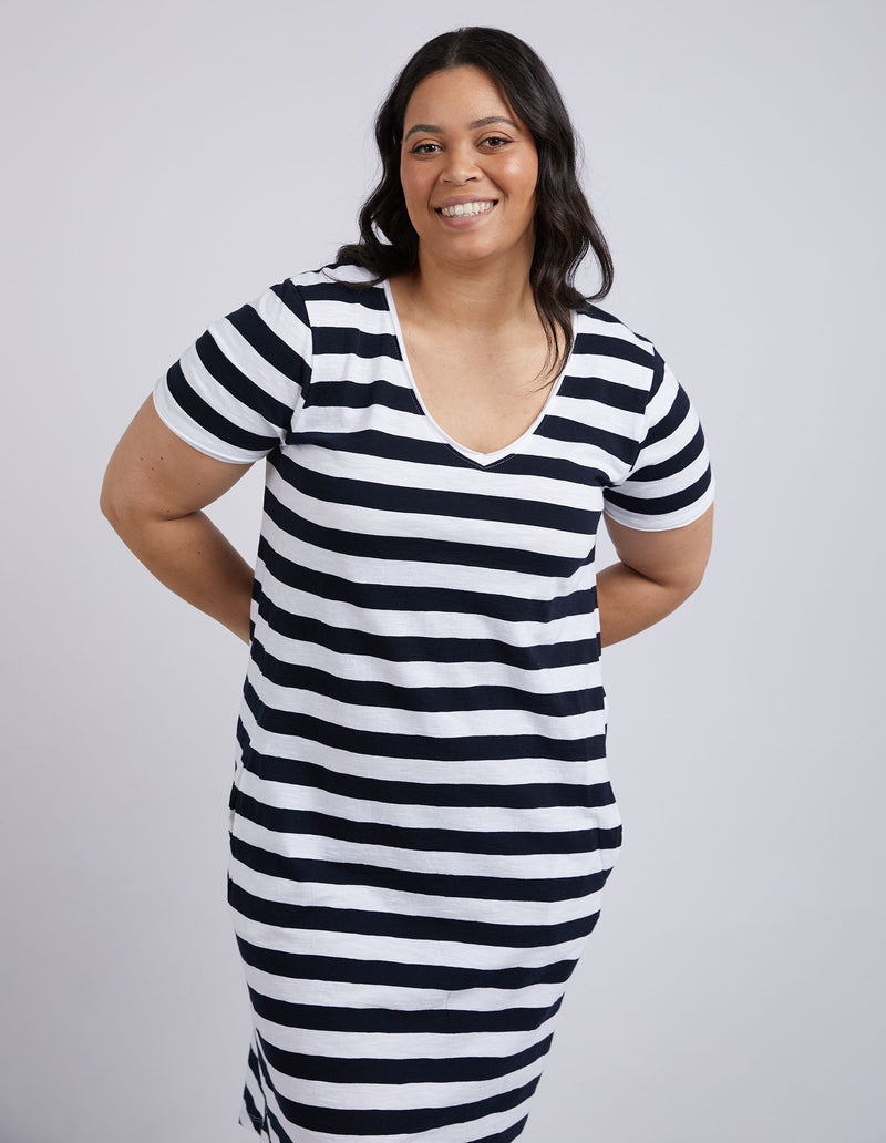 Maeve Midi Dress - Navy & White Stripe