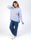 Charli Stripe Knit - Sky Blue/Cosy Coral Stripe