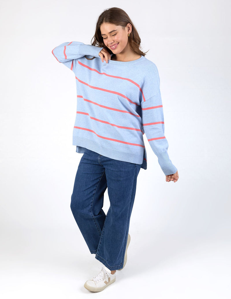 Charli Stripe Knit - Sky Blue/Cosy Coral Stripe