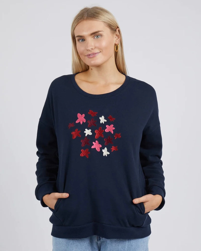 Floral Notes Crew - Navy