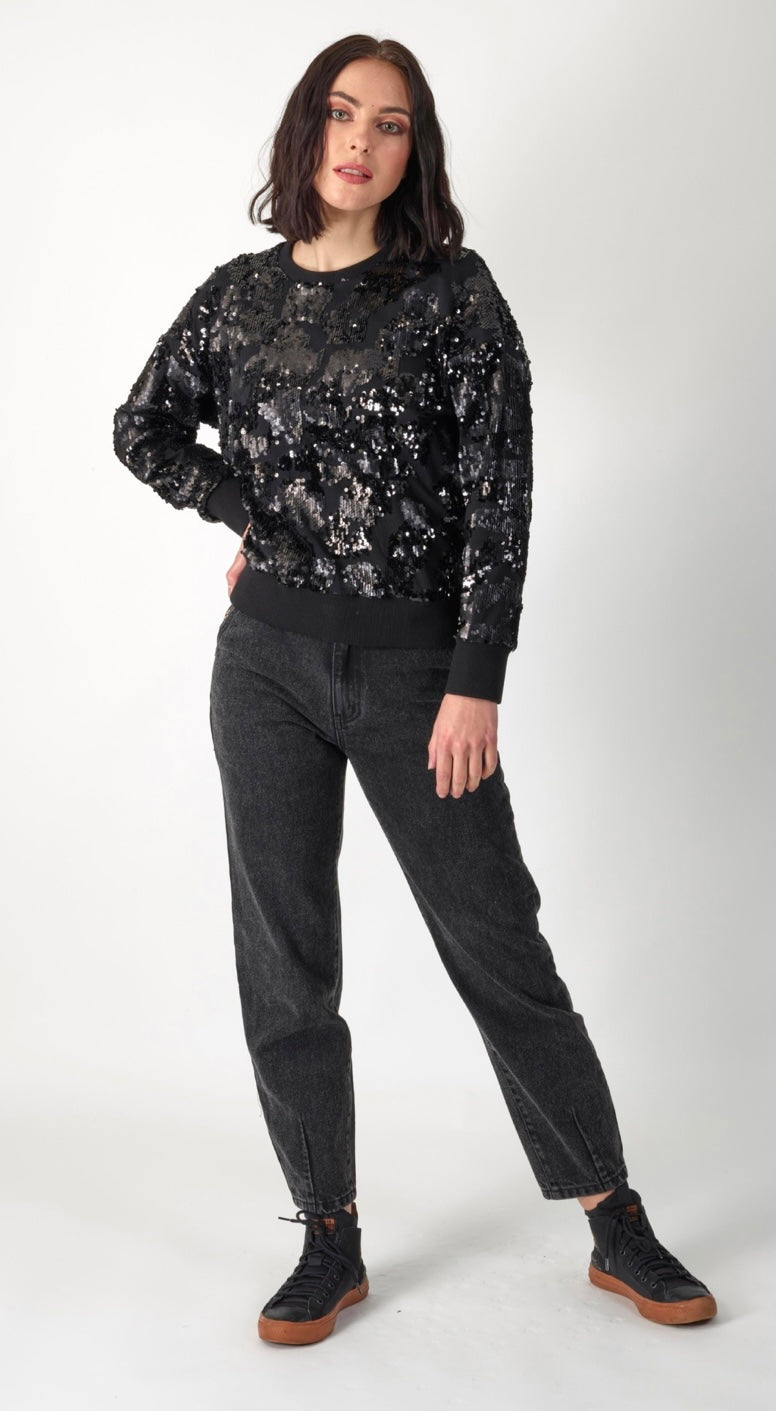 Sequin Camo Sweatshirt - Black