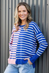 Louise Spliced Knit - Deep Blue/Pink Blush