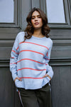 Charli Stripe Knit - Sky Blue/Cosy Coral Stripe