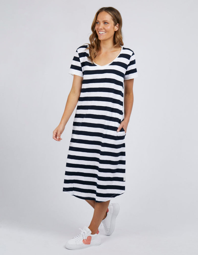 Maeve Midi Dress - Navy & White Stripe