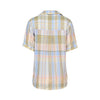 Dropped Shoulder Shirt with Rounded Hem - Blue Check