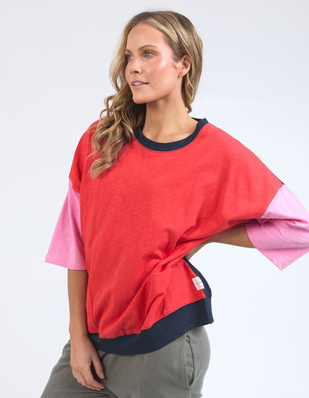 Mazie Colour Block Sweat - Bittersweet/Strawberry Pink