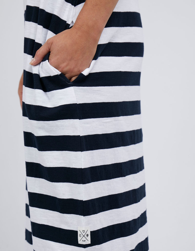 Maeve Midi Dress - Navy & White Stripe