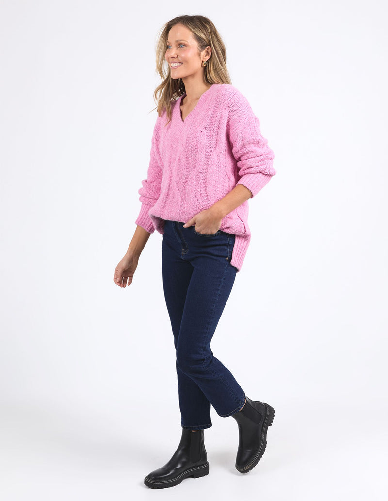 Tallulah Cable Knit - Pink Geranium