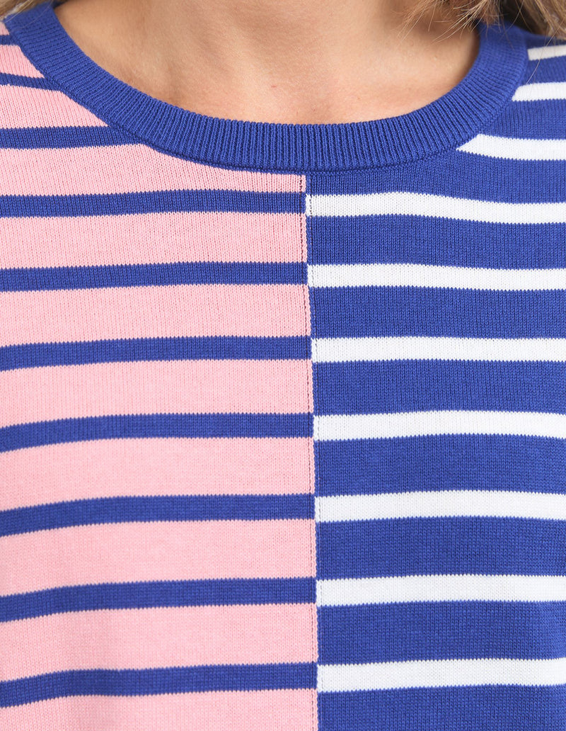 Louise Spliced Knit - Deep Blue/Pink Blush