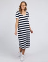 Maeve Midi Dress - Navy & White Stripe