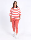 Mazie Block Stripe Sweat - Watermelon Crush & White Stripe