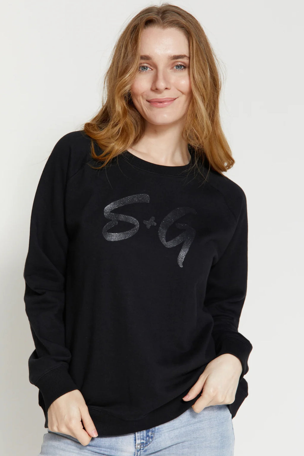 Black Sweater With Black Logo Glitter