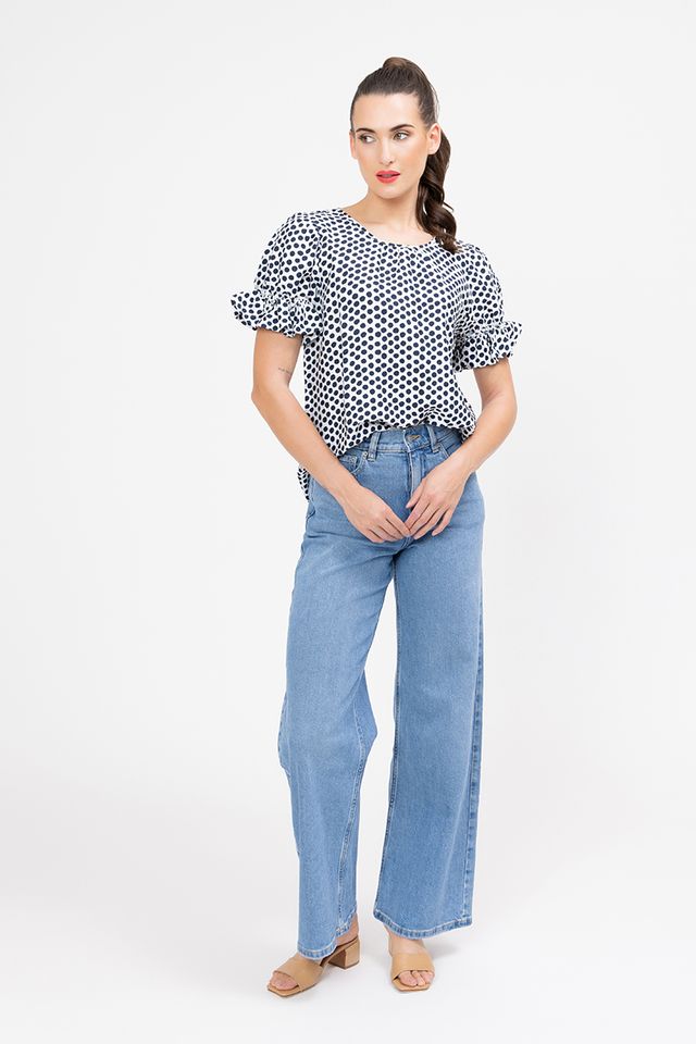 Vibrant Top - Bold Navy Spot