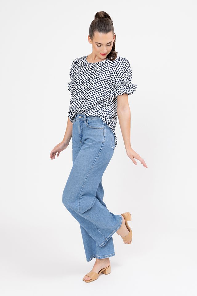 Vibrant Top - Bold Navy Spot