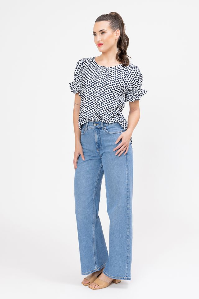 Vibrant Top - Bold Navy Spot