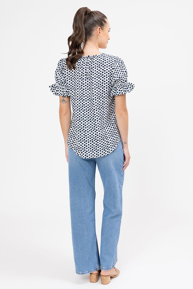 Vibrant Top - Bold Navy Spot
