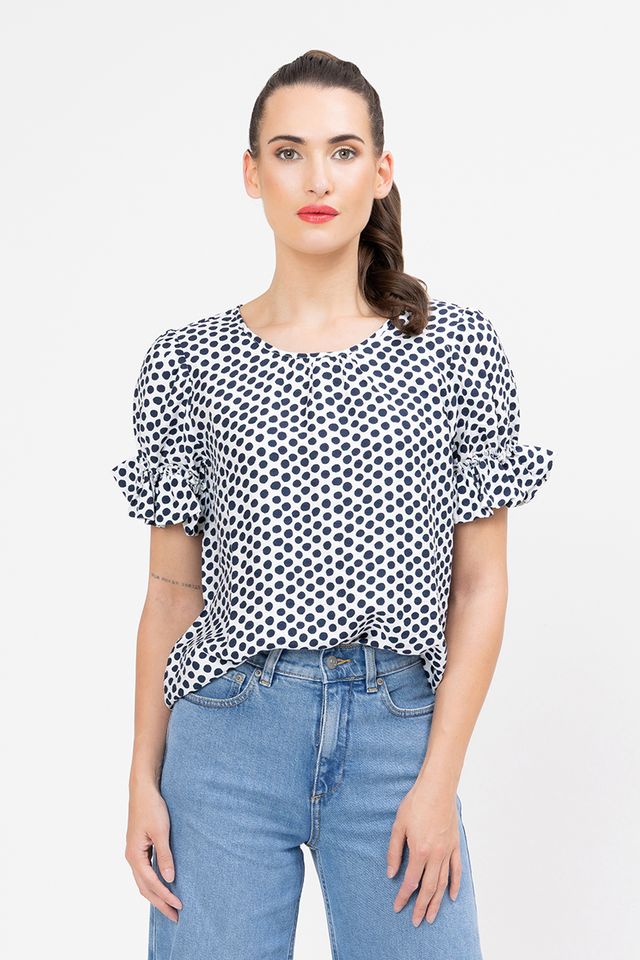 Vibrant Top - Bold Navy Spot