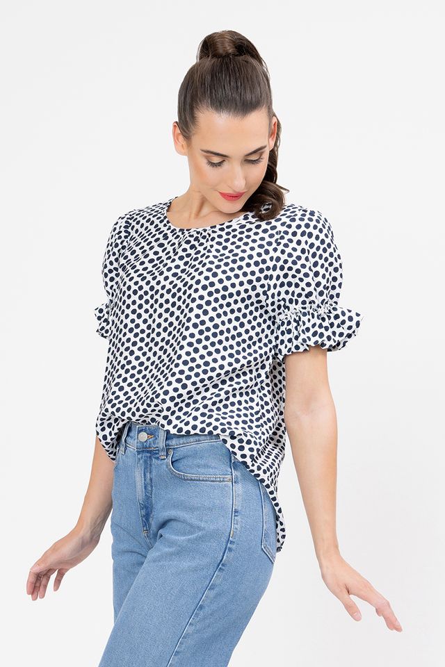 Vibrant Top - Bold Navy Spot