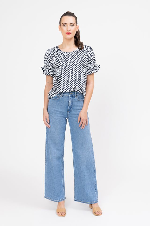 Vibrant Top - Bold Navy Spot