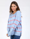 Charli Stripe Knit - Sky Blue/Cosy Coral Stripe