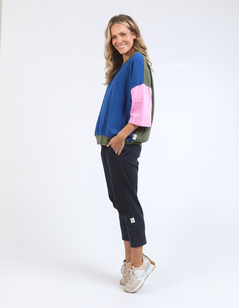 Mazie Colour Block Sweat - China Blue/Pretty Pink/Clover