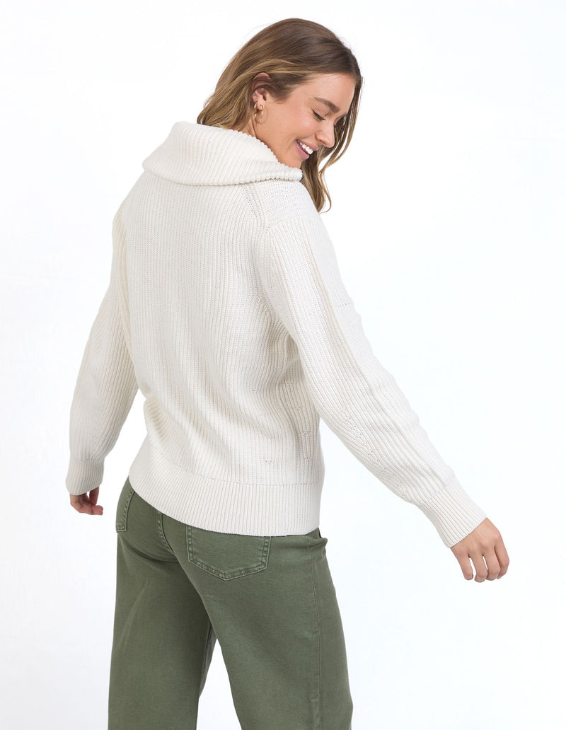 Maurie Zip Knit - Vintage White