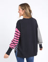 Effie Mixed Knit - Navy/Steel Blue/ Pink Geranium