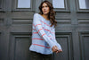 Charli Stripe Knit - Sky Blue/Cosy Coral Stripe