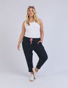 Brunch Pant - Side Tape - Navy with Neon Pink Tape