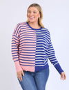 Louise Spliced Knit - Deep Blue/Pink Blush