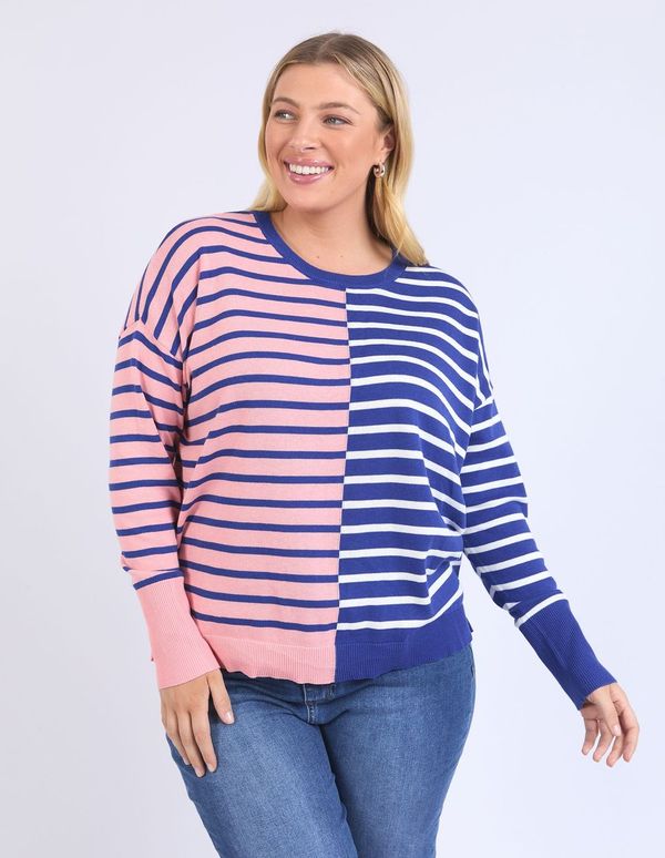 Louise Spliced Knit - Deep Blue/Pink Blush