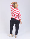 Mazie Block Stripe Sweat - Watermelon Crush & White Stripe