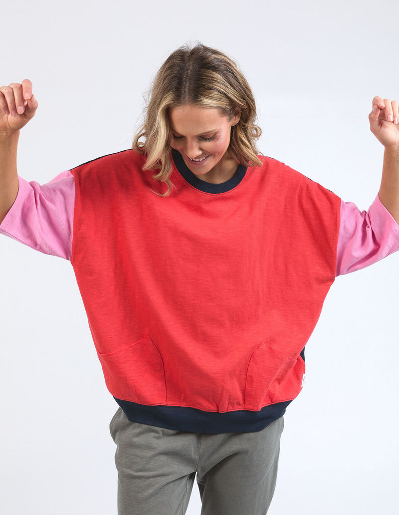 Mazie Colour Block Sweat - Bittersweet/Strawberry Pink