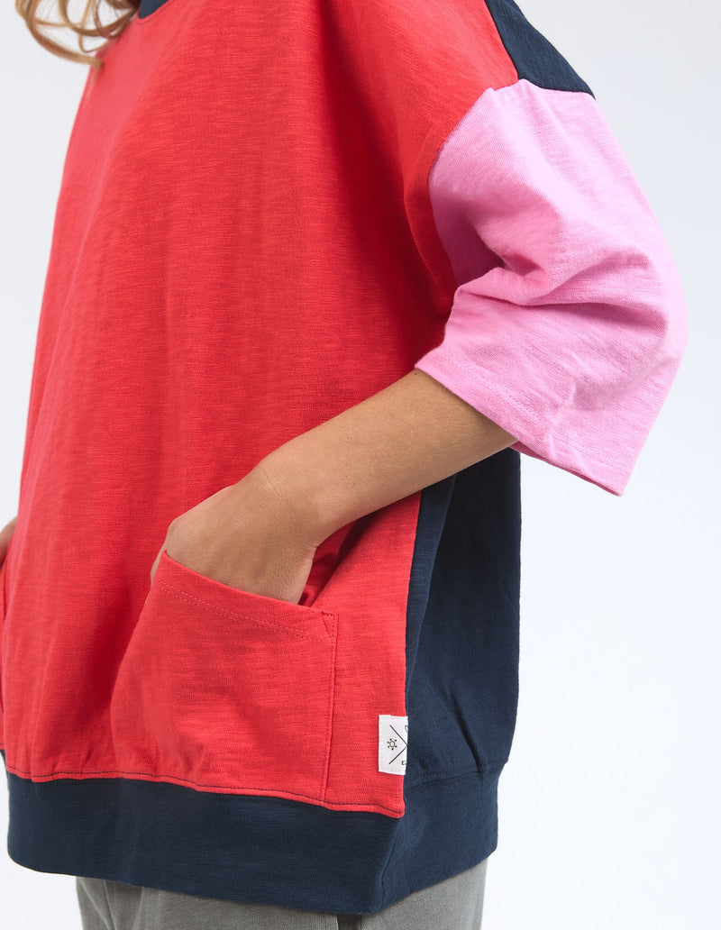 Mazie Colour Block Sweat - Bittersweet/Strawberry Pink