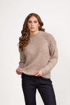 Bobble Detail Sweater with High Neck - Twig